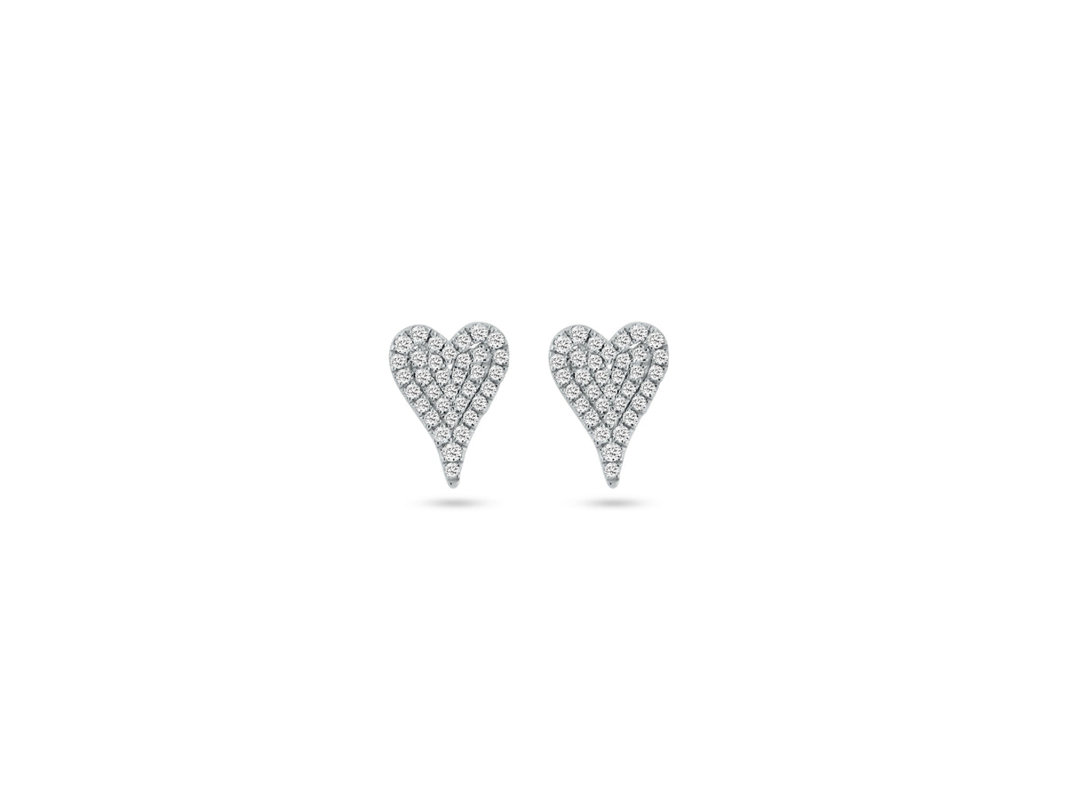 MULLOYS PRIVE'18K WHITE GOLD .31CT VS-SI CLARITY G COLOR DIAMOND HEART STUDS