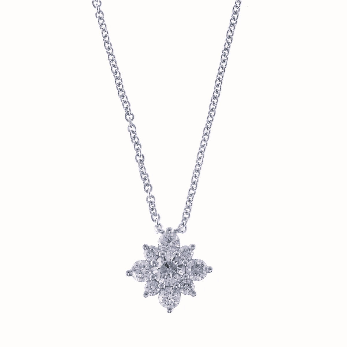 18K WHITE GOLD DIAMOND STARBURST NECKLACE