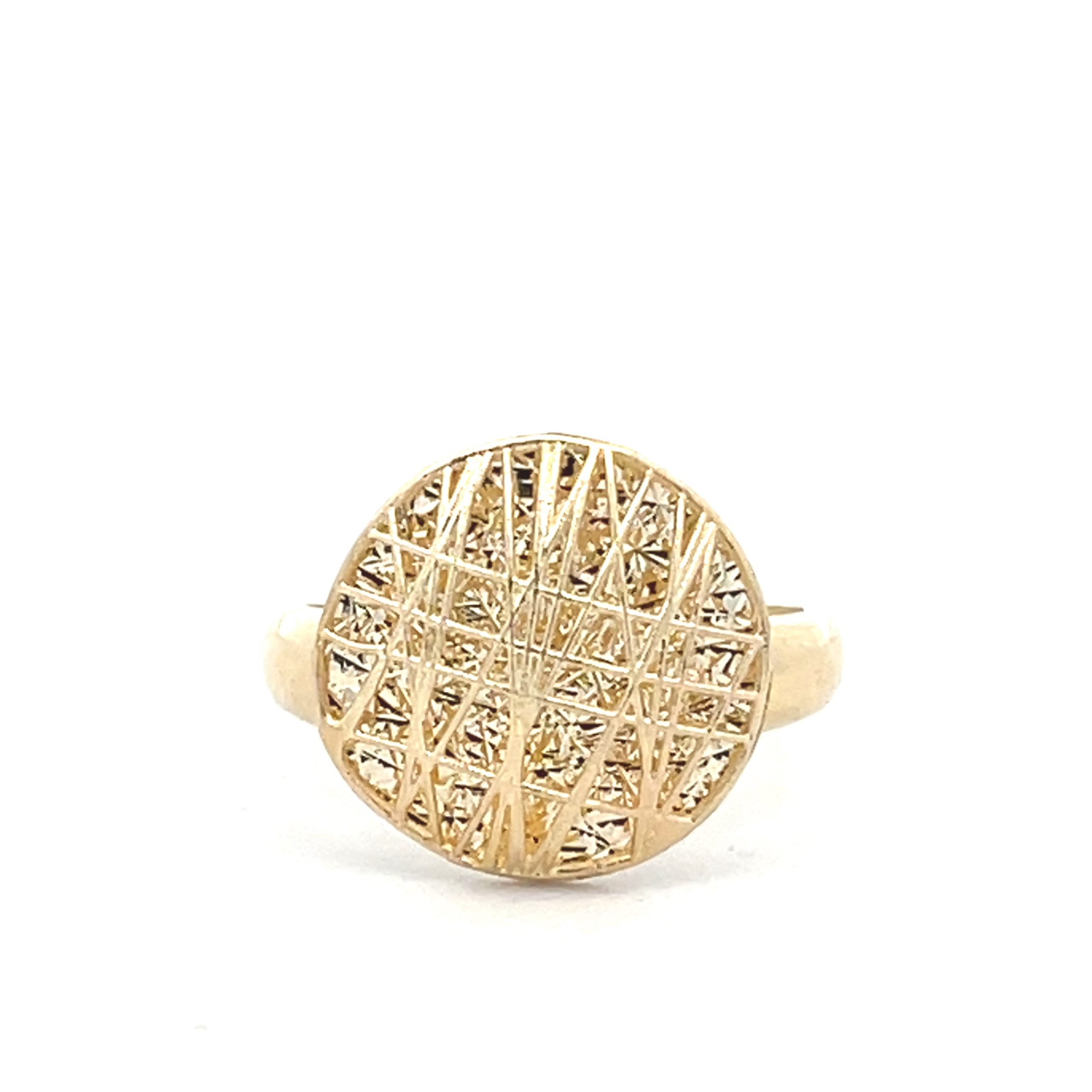 14K Gold Round Sparkling Ring