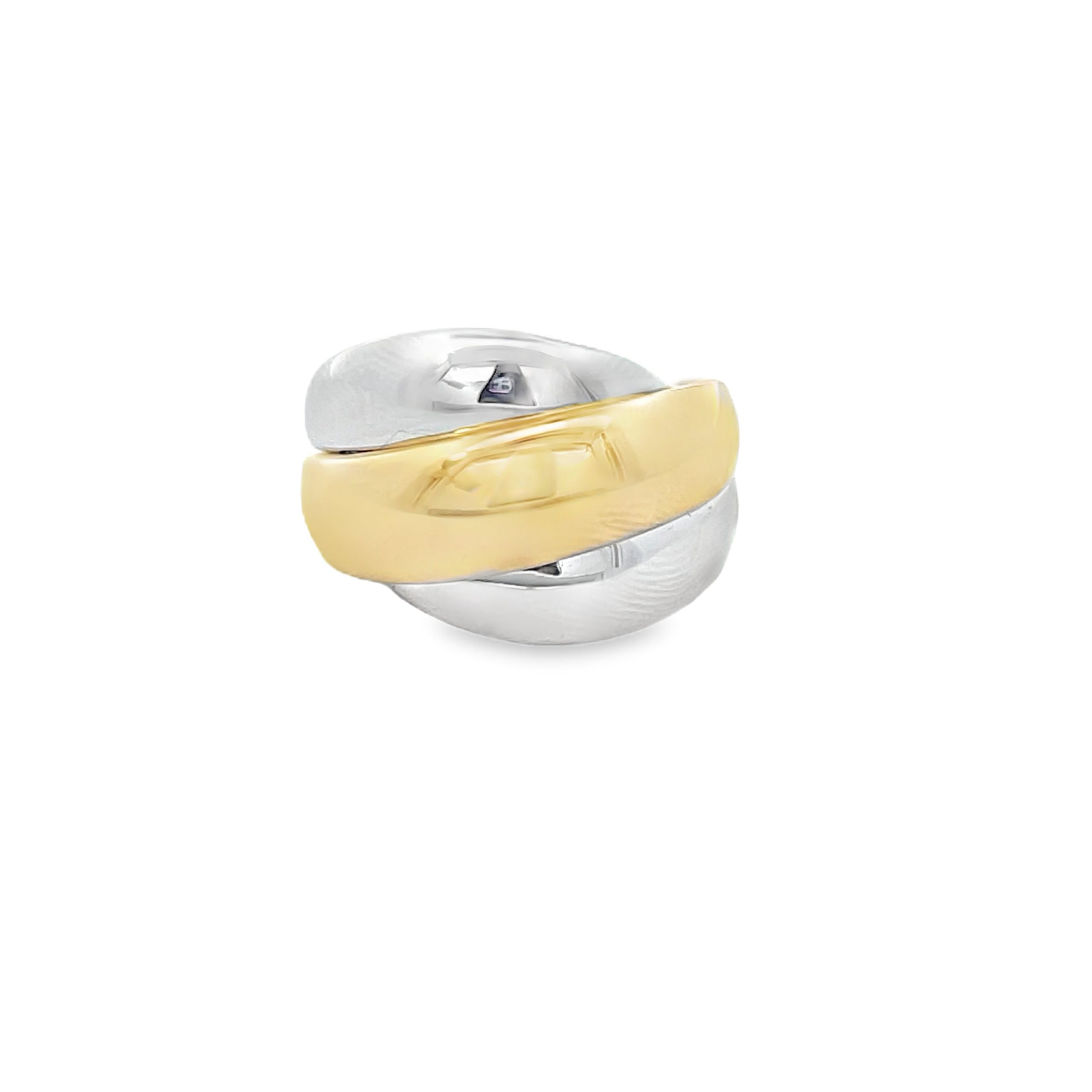 14K Gold 2 Tone Bold Lines Ring