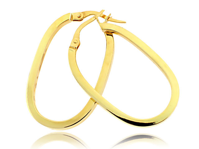 18K YELLOW GOLD SMALL OVAL HOOP EARRINGS