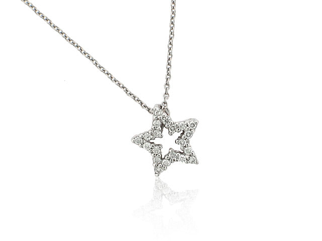 ROBERTO COIN 18K WHITE GOLD .09CT SI/G DIAMOND STAR PENDANT FROM THE TINY TREASURES COLLECTION
