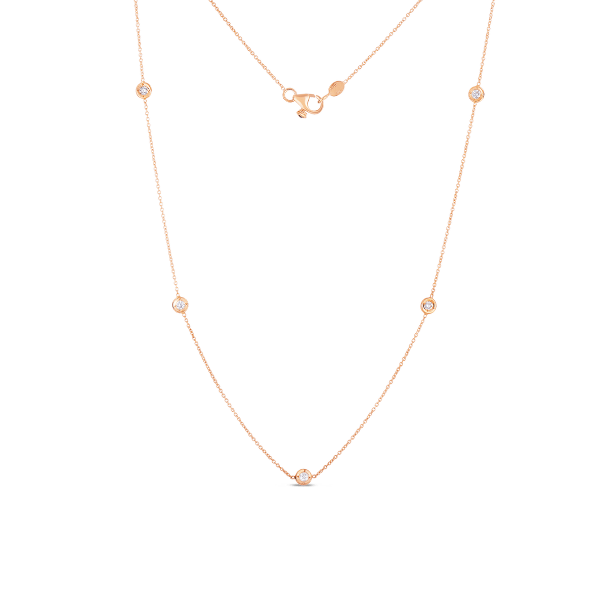 18K ROSE GOLD DIAMONDS BY THE INCH 5 STATION NECKLACE