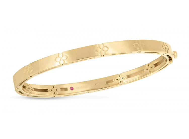 ROBERTO COIN 18K YELLOW GOLD SMALL LOVE IN VERONA HINGED BANGLE