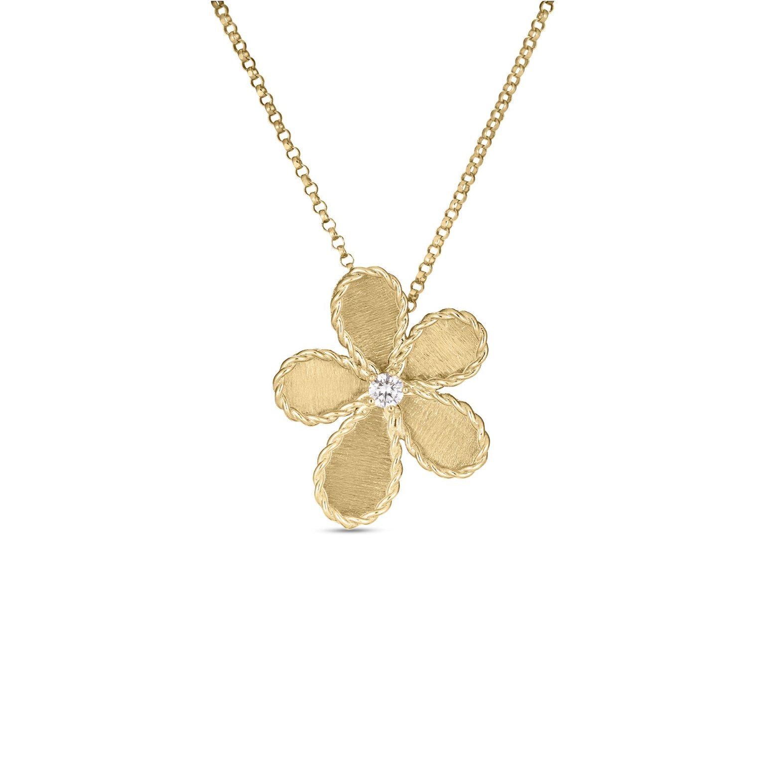 18K Yellow Gold Jasmine Diamond & Satin-Finish Flower Necklace