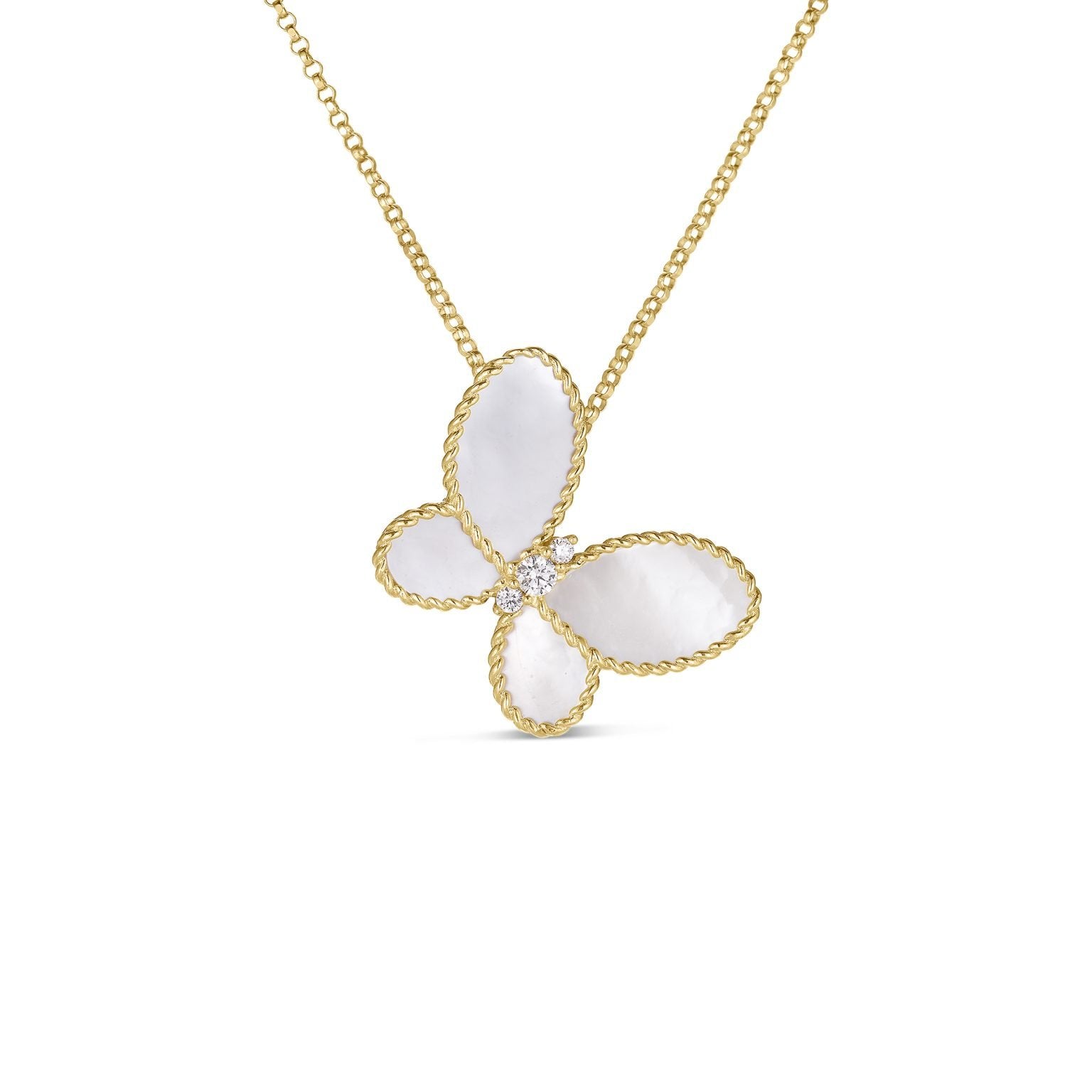 18K Yellow Gold Jasmine Diamond & Mother-of-Pearl Butterfly Necklace