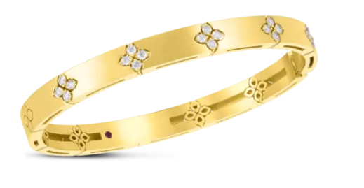 18K VERONA MEDIUM WIDTH BANGLE W. DIAMOND ACCENT