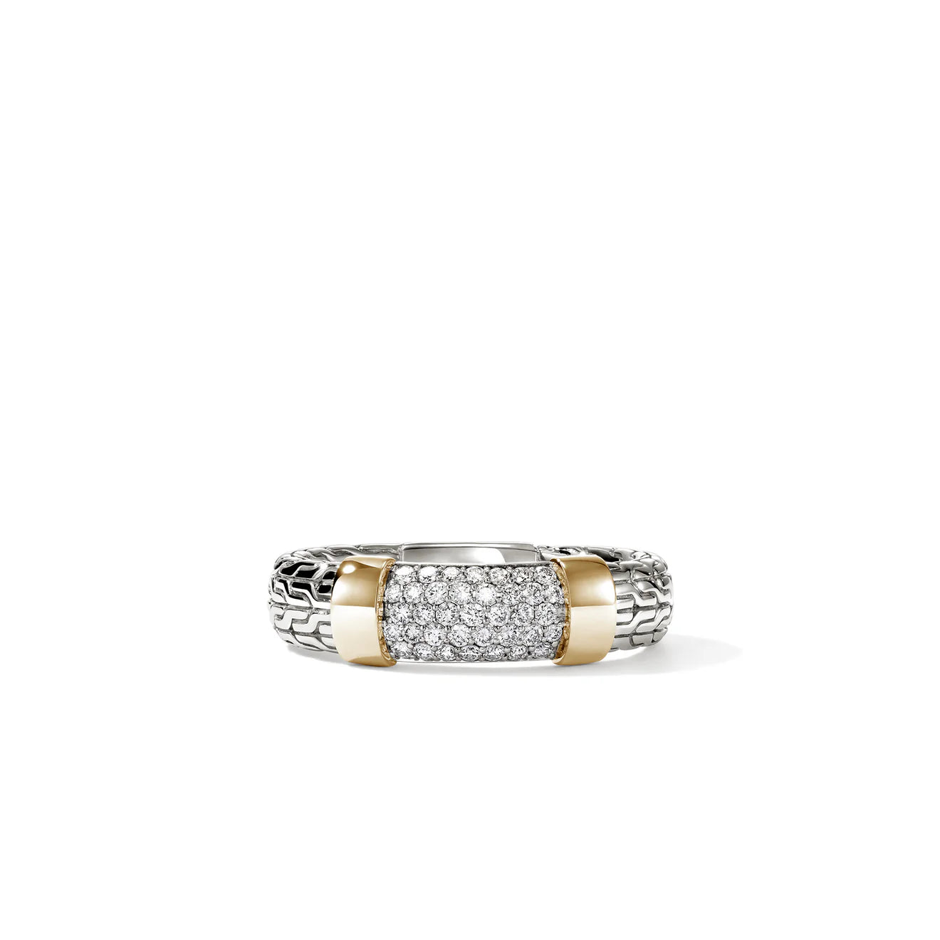 JH Essential Pave Ring, Gold, Sterling Silver, Diamonds, 5MM