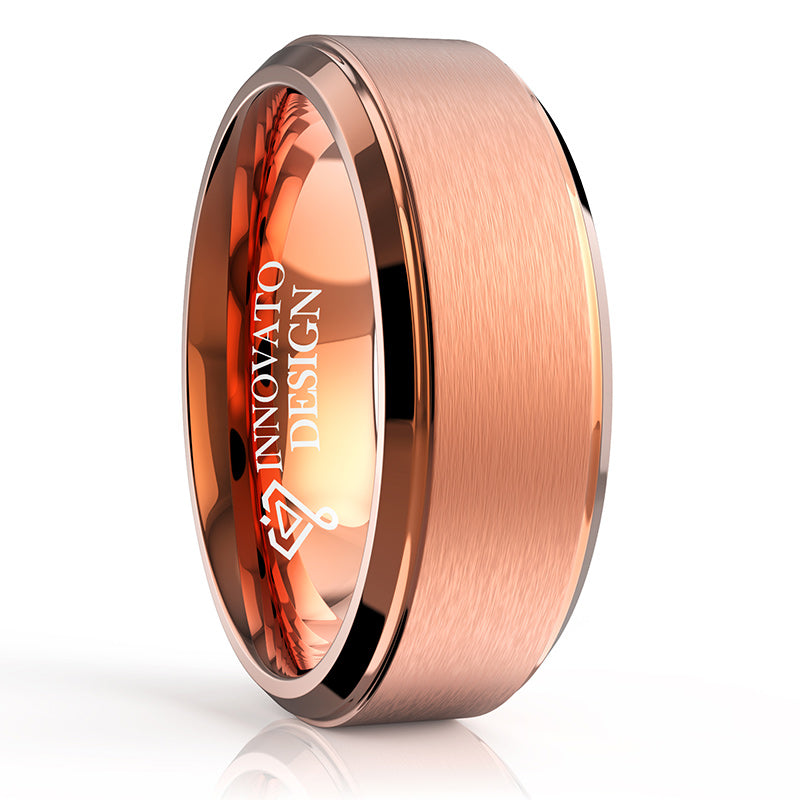 8mm Rose Gold Plated Tungsten Carbide Ring