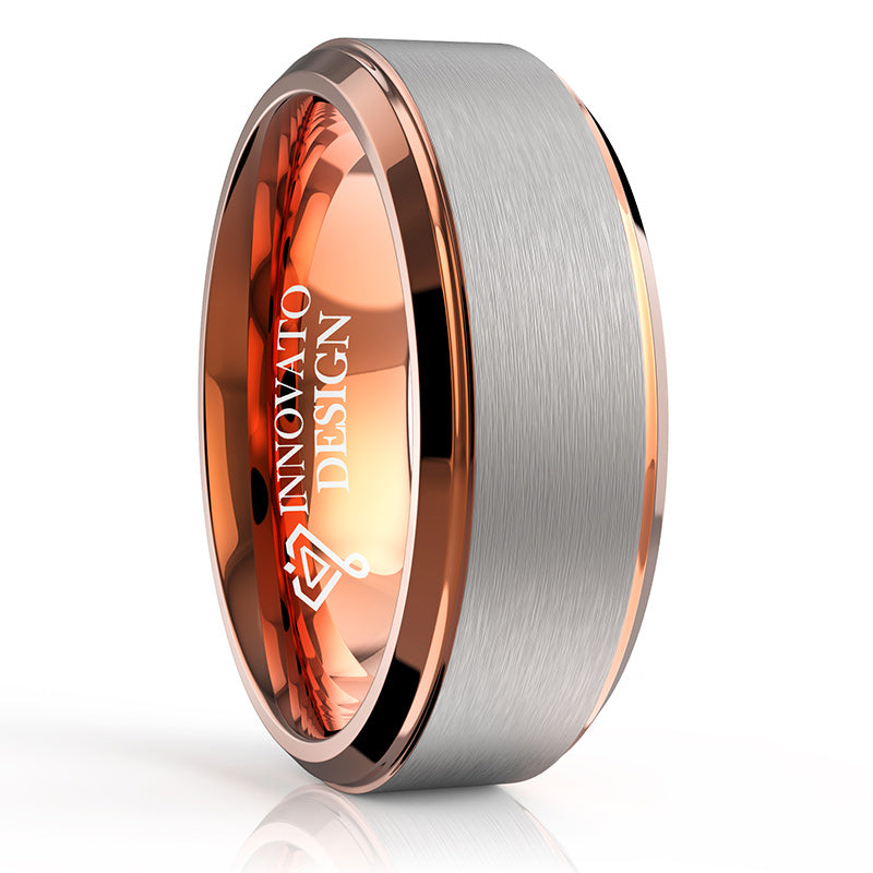 Rose Gold Plated Silver Matte Top Wedding Band