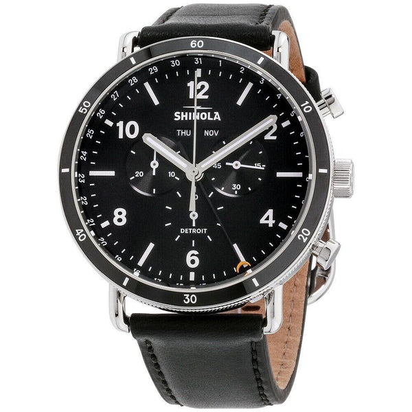 Shinola Men's S0120089889 The Canfield Chronograph Black Leather Watch