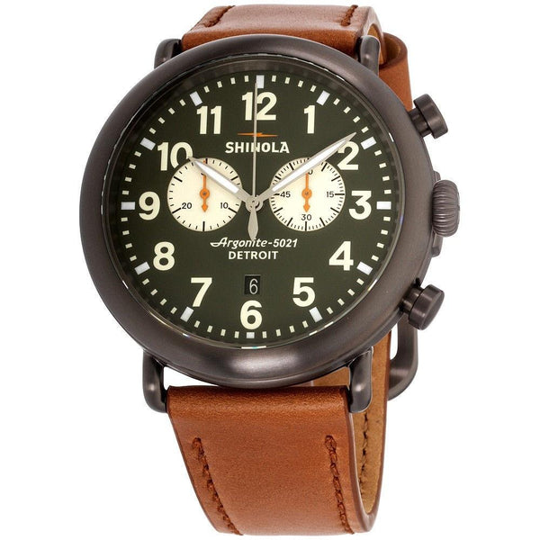 Shinola Men's S0120109237 The Runwell Chronograph Brown Leather Watch