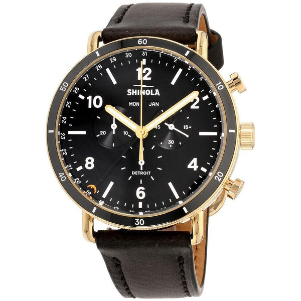Shinola Men's S0120109248 The Canfield Chronograph Black Leather Watch