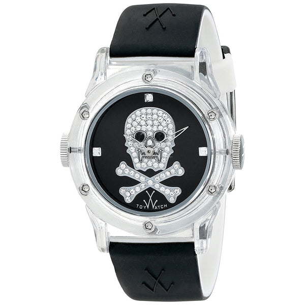 Toy Watch Unisex S02BKOS Skeleton Crystal Black Leather Watch