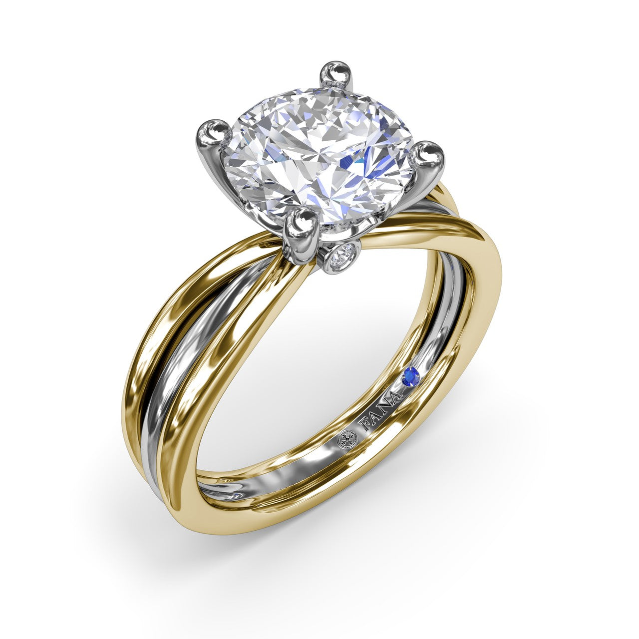 18K Yellow & White Gold Semi-Mount Engagement Ring
