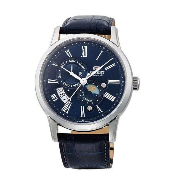 Orient Men's SAK00005D0 Sun & Moon Blue Leather Watch