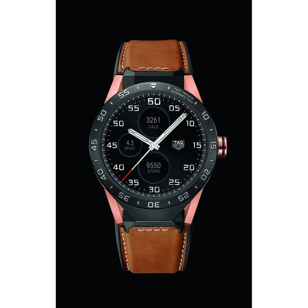 Tag Heuer Men's SAR8A50.FT6070 Connected Chronograph Brown Leather Watch