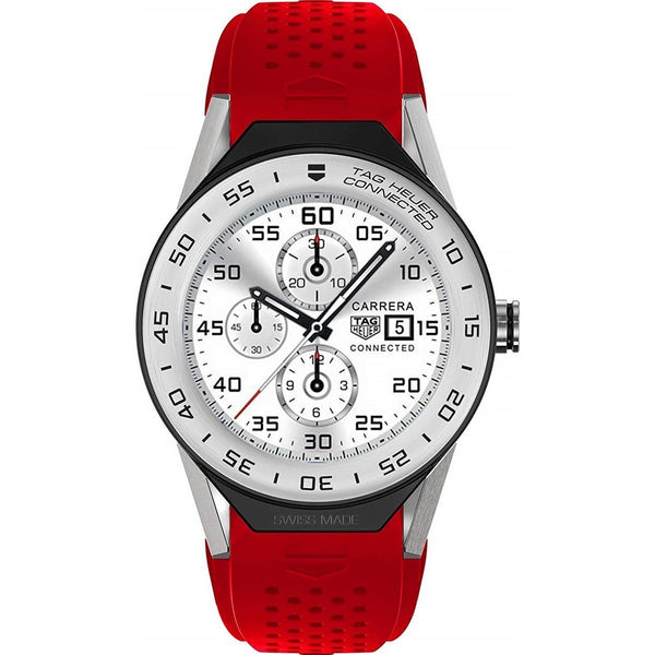 Tag Heuer Men's SBF818001.11FT8033 Connected Modular 41 Chronograph Red Rubber Watch