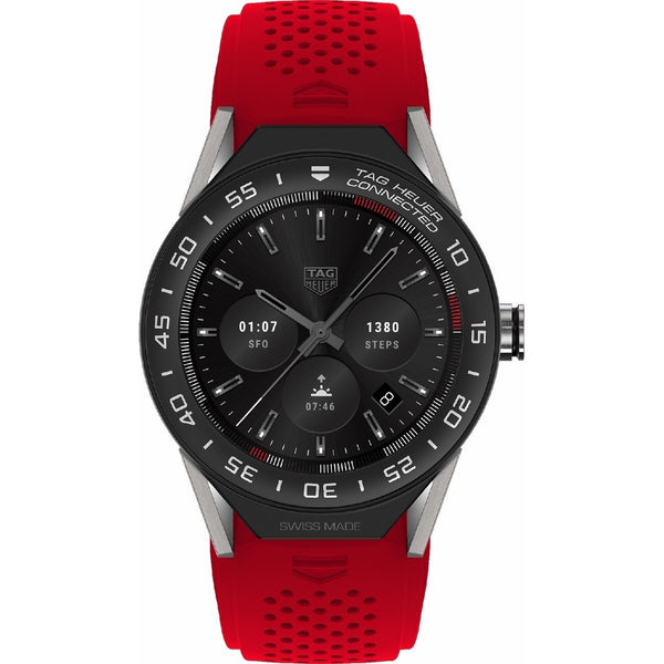 Tag Heuer Men's SBF8A8001.11FT6080 Connected Modular 45 Chronograph Red Rubber Watch