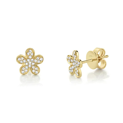 SHY CREATION 14K YELLOW GOLD & 0.16CT FLOWER STUDS