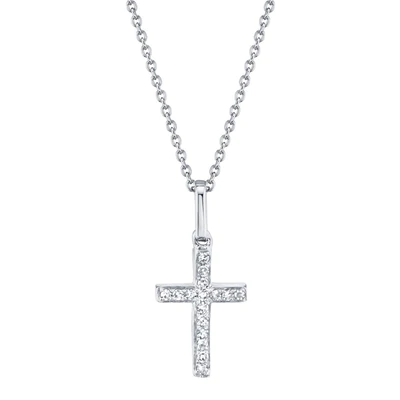 SHY CREATIONS 14K WHITE GOLD 0.06CT DIAMOND CROSS