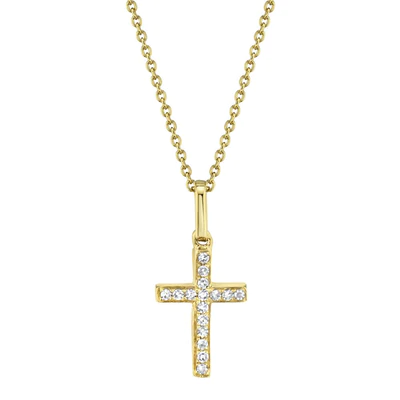 SHY CREATION 14K YELLOW GOLD 0.06CT DIAMOND CROSS