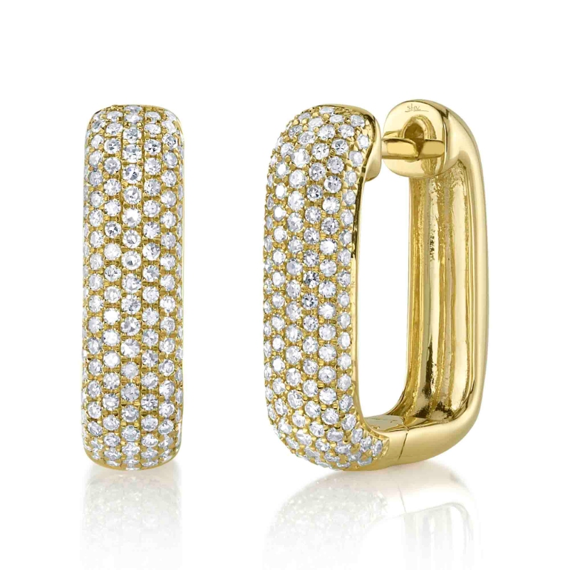 SC22009500H0.65 Kate Collection Diamond Pave Rectangle Hoop Earrings In 14 Karat Yellow Gold