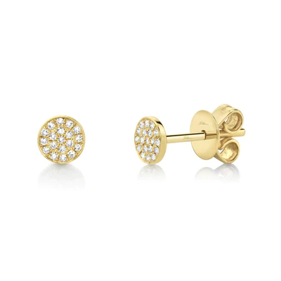 SHY CREATION 14K YELLOW GOLD 0.07CT ROUND PAVE STUDS