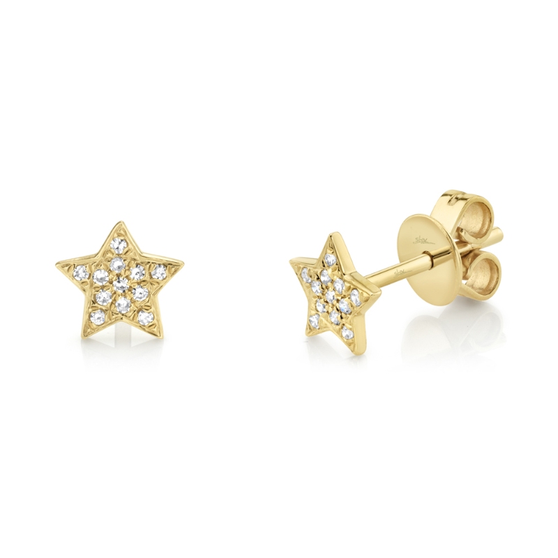 SC55001267 Kate Collection Diamond Star Stud Earrings In 14 Karat Yellow Gold
