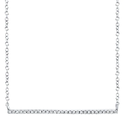 SHY CREATION 14K WHITE GOLD 0.08CT DIAMOND BAR NECKLACE