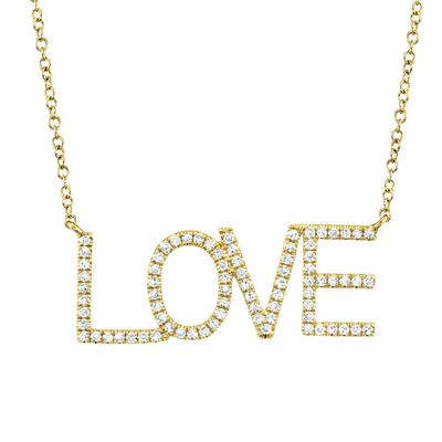 SHY CREATION 14K YELLOW GOLD 0.21CT DIAMOND LOVE NECKLACE