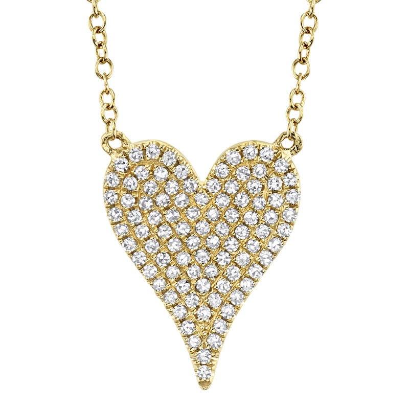 SC55002005 Kate Collection Diamond Pave Heart Necklace In 14 Karat Yellow Gold