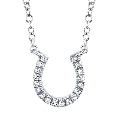 SHY CREATION 14K WHITE GOLD 0.06CT HORSESHOE NECKLACE