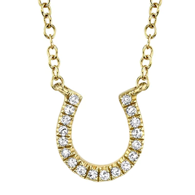 SHY CREATION 14K YELLOW GOLD 0.06CT HORSESHOE NECKLACE