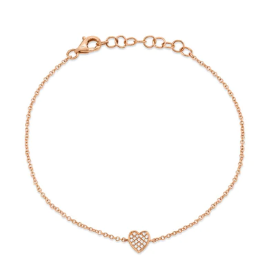 SHY CREATION 14K ROSE GOLD 0.04CT DIAMOND HEART BRACELET