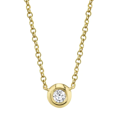 SHY CREATION 14K YELLOW GOLD 0.05CT BEZEL SET NECKLACE