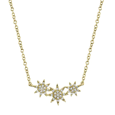 SHY CREATION 14K YELLOW GOLD 0.09CT TRIPLE STAR NECKLACE