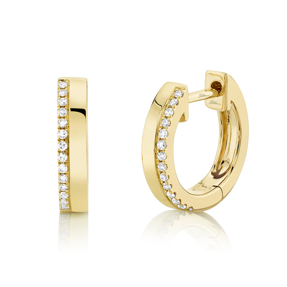 SHY CREATION 14K GOLD & 0.08CT DIAMOND HUGGIE HOOPS