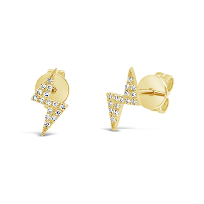SHY CREATION 14K YELLOW GOLD 0.07CT DIAMOND LIGHTNING BOLT STUDS SC5500762