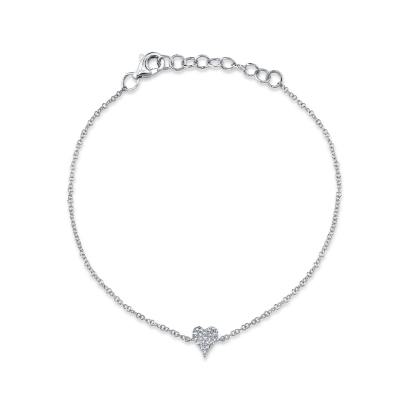SC55007633 Kate Collection Diamond Pave Heart Bracelet In 14 Karat White Gold