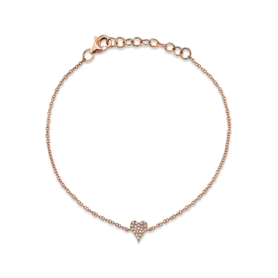 SHY CREATION 14K ROSE GOLD 0.05CT DIAMOND MINI HEART BRACELET