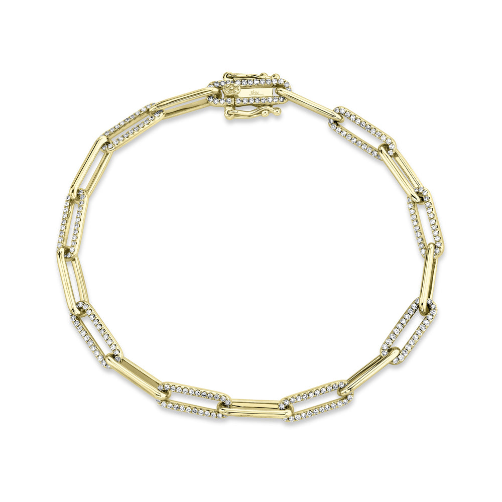 SHY CREATION 14K GOLD & 0.74CT DIAMOND PAPER CLIP BRACELET