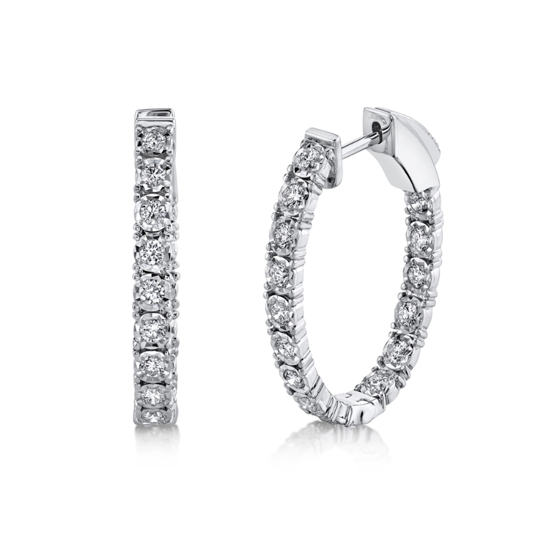 SC55009478 Stella Collection Oval Hoop Earrings In 14 Karat White Gold