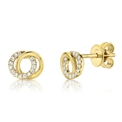 SHY CREATION 14K YELLOW GOLD 0.09CT DIAMOND KNOT STUDS