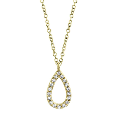 SHY CREATION 14K YELLOW GOLD 0.06CT DIAMOND PEAR SHAPED PENDANT