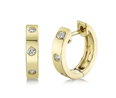 SHY CREATION 14K GOLD & 0.11CT DIAMOND SMALL HUGGIE HOOPS