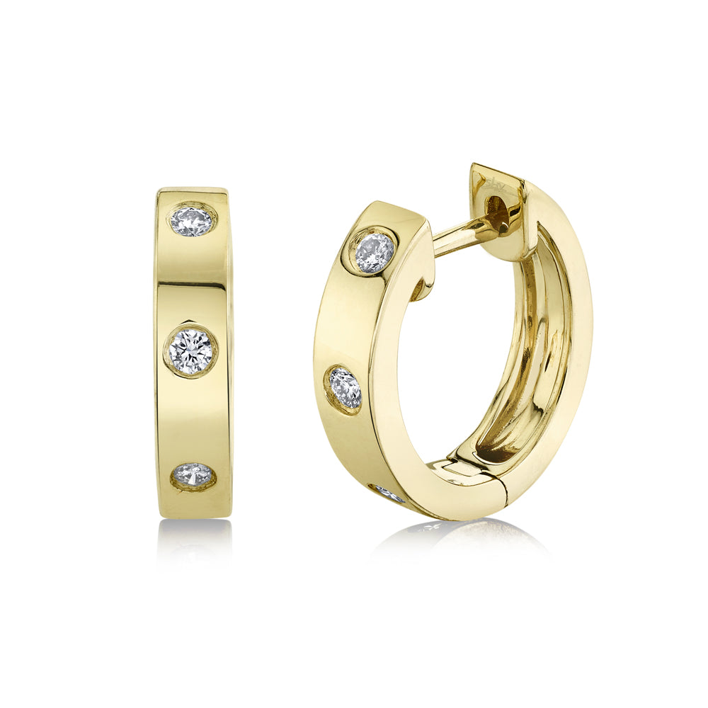 SHY CREATION 14K GOLD & 0.11CT DIAMOND MEDIUM HUGGIE HOOPS