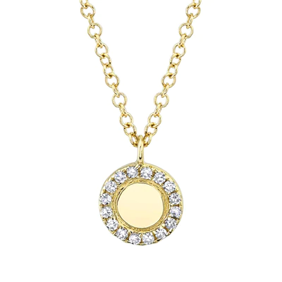 SHY CREATION 14K YELLOW GOLD 0.05CT DIAMOND CIRCLE NECKLACE