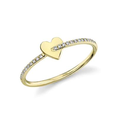 14K YELLOW GOLD 0.07CT DIAMOND HEART RING