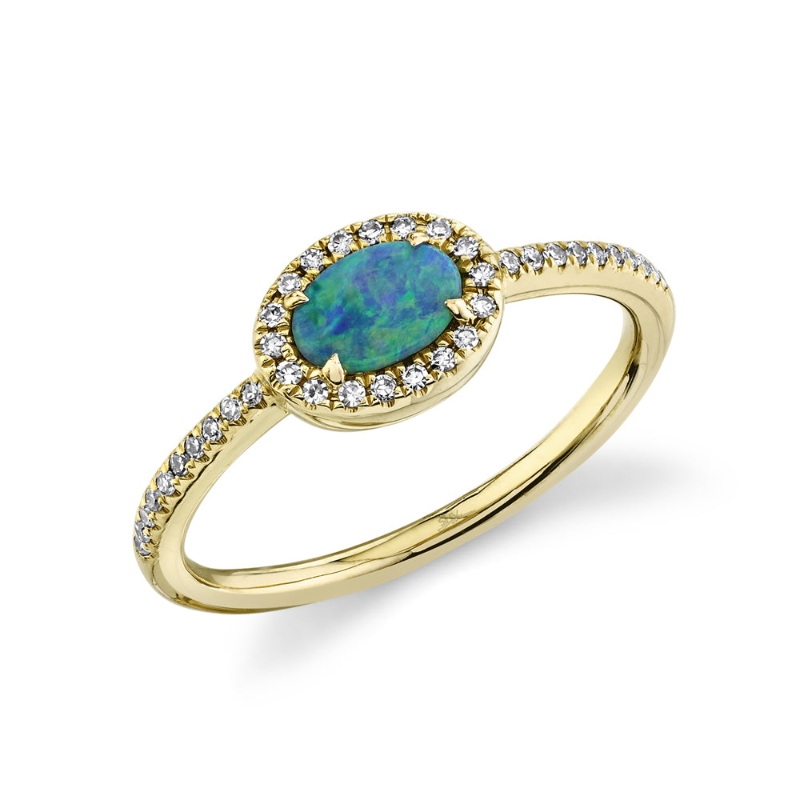SC55020753 Opal & Diamond Ring In 14 Karat Yellow Gold